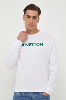 Хлопковая рубашка с длинными рукавами United Colors of Benetton, белый