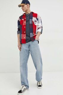 Хлопковая рубашка Tommy Jeans, красный