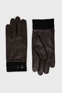 Кожаные перчатки BOSS Boss, коричневый