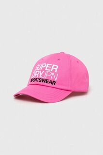 Бейсболка из хлопка Superdry, розовый