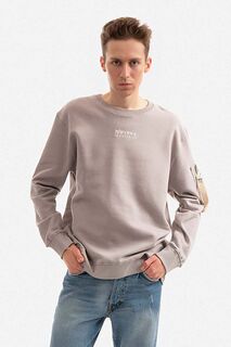 Хлопковая толстовка Alpha Industries, серый