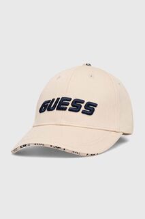 Бейсболка из хлопка Guess, бежевый