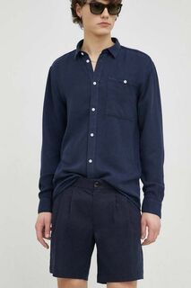 Льняные шорты Lino Germain Bruuns Bazaar, темно-синий