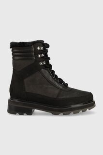 Уютные замшевые зимние ботинки Lennox Lace Sorel, черный