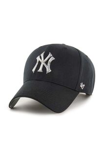 Хлопковая бейсболка MLB New York Yankees 47brand, черный