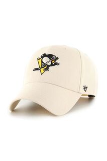 Бейсболка NHL Pittsburgh Penguins из смесовой шерсти 47brand, бежевый