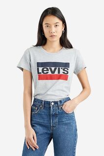 Хлопковая футболка The Perfect Tee Levi&apos;s, серый Levis
