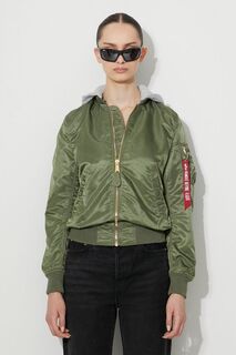 Куртка-бомбер с капюшоном MA-1 Alpha Industries, зеленый