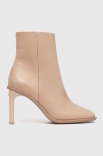 Кожаные ботильоны CURVED STIL ANKLE BO Calvin Klein, бежевый