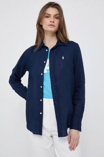 Льняная рубашка Polo Ralph Lauren, темно-синий