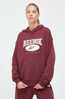 Хлопковая толстовка Reebok, бордовый