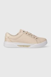 Кожаные кроссовки GOLDEN HW COURT SNEAKER Tommy Hilfiger, бежевый