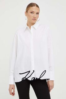 Хлопковая рубашка Карла Лагерфельда Karl Lagerfeld, белый