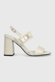 Кожаные босоножки BLOCK HL SANDAL 85HH W/HW Calvin Klein, бежевый