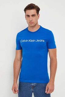 Хлопковая футболка Calvin Klein Jeans, синий