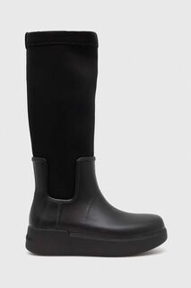 Высокие резиновые сапоги на танкетке Rain Boot Calvin Klein, черный