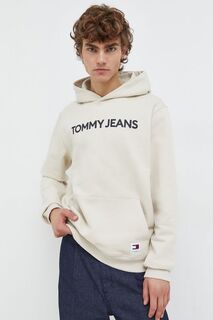 Хлопковая толстовка Tommy Jeans, бежевый