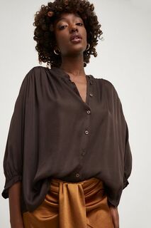 Шелковая блузка Answear Lab, коричневый