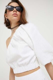 Льняная блузка Abercrombie &amp; Fitch, белый