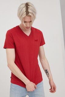 Хлопковая футболка Superdry, красный