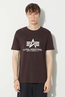 Хлопковая футболка Базовая футболка Alpha Industries, коричневый