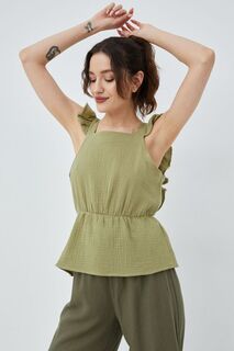 Хлопковая блузка Vero Moda, зеленый