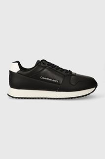 Кроссовки RETRO RUNNER LOW LTH IN SAT Calvin Klein Jeans, черный