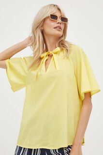 Хлопковая блузка United Colors of Benetton, желтый