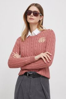 Хлопковый свитер Lauren Ralph Lauren, розовый