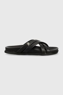 Кожаные тапочки STRAP FEMININE SANDAL Tommy Hilfiger, черный