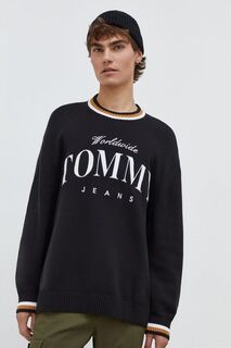 Хлопковый свитер Tommy Jeans, черный