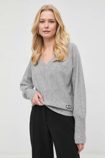 Шерстяной свитер Twinset, серый