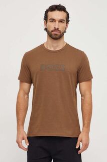 Хлопковая футболка BOSS Boss, коричневый