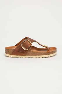 Кожаные шлепанцы с большой пряжкой Gizeh Birkenstock, коричневый