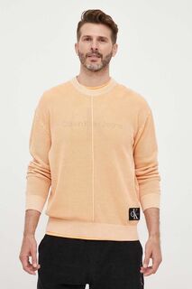 Хлопковый свитер Calvin Klein Jeans, оранжевый