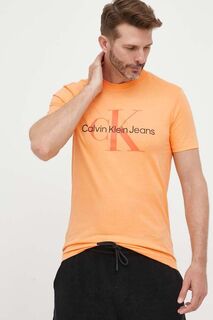 Хлопковая футболка Calvin Klein Jeans, оранжевый