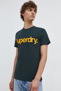 Хлопковая футболка Superdry, зеленый