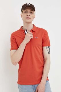 Хлопковая рубашка-поло Tommy Jeans, оранжевый