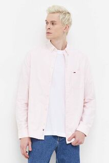 Хлопковая рубашка Tommy Jeans, розовый