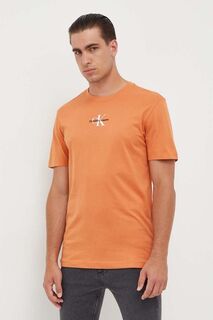 Хлопковая футболка Calvin Klein Jeans, оранжевый