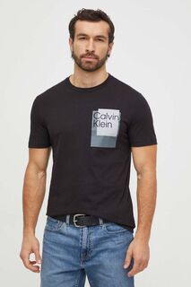 Хлопковая футболка Calvin Klein, черный