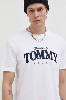 Хлопковая футболка Tommy Jeans, белый