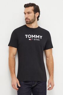 Хлопковая футболка Tommy Jeans, черный