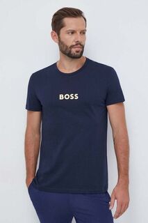 Хлопковая пляжная футболка BOSS Boss, темно-синий