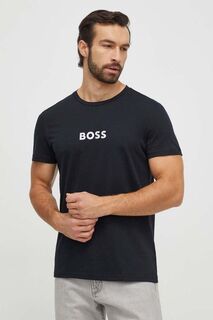 Хлопковая пляжная футболка BOSS Boss, черный