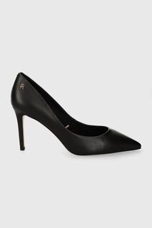 Кожаные туфли на высоком каблуке ESSENTIAL POINTED PUMP Tommy Hilfiger, черный