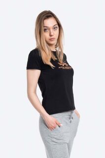 Хлопковая футболка New Basic T с принтом фольги Alpha Industries, черный