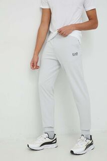 Хлопковые спортивные брюки EA7 Emporio Armani, серый