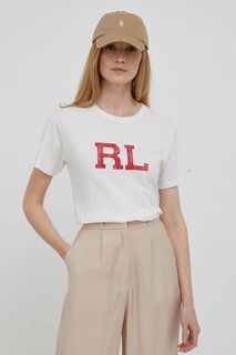 Хлопковая футболка Polo Ralph Lauren, бежевый