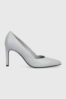 Кожаные туфли на высоком каблуке Stiletto Pump 90 Calvin Klein, серый